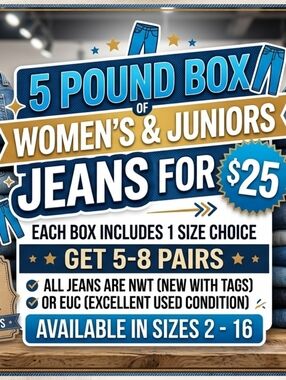 Mystery 5 Pound Box of Women's & Juniors Jeans - Available In Sizes 2-16